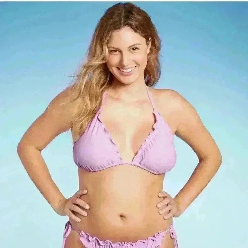 NWT WILD FABLE PURPLE RUFFLE BIKINI TOP AND BOTTOM - Picture 1 of 2